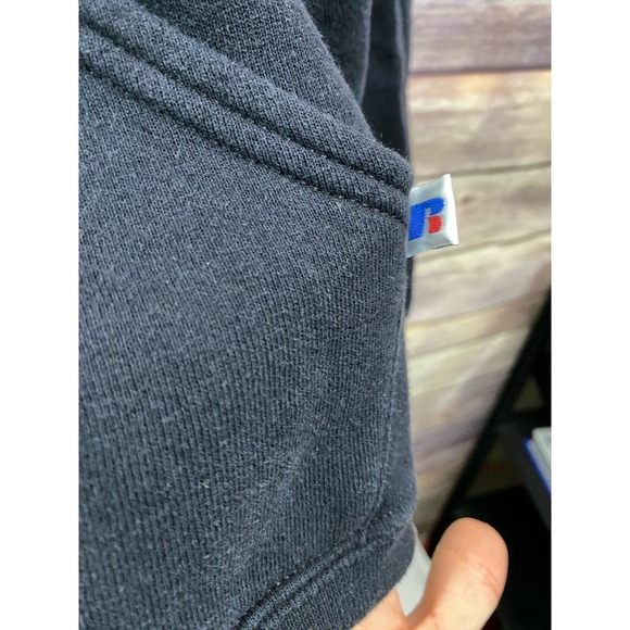 East Carolina Pirates Hoodie Men Medium Black Purple Sweatshirt Sweater Russell - Picture 8 of 11